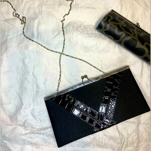 Vintage Bijoux Terner black Vintage purse Cute shiny contrast & print clutch